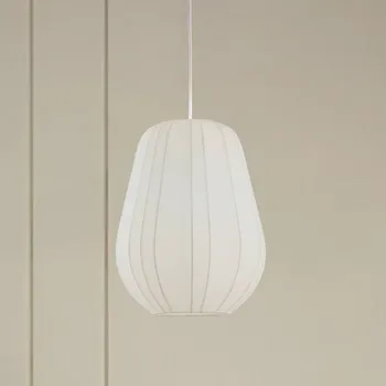 Závěsné svítidlo Lindby Helin, bílé, Ø 30 cm, látka - Stříška - Ø 10 cm, výška 2,5 cm; výška stínidla 38 cm bílá 1 x 15 W LED - Doprava zdarma