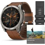Garmin Fenix 8 Amoled Sapphire Titainum 51 mm Brown Leather Band Brown Leather Band + dárek