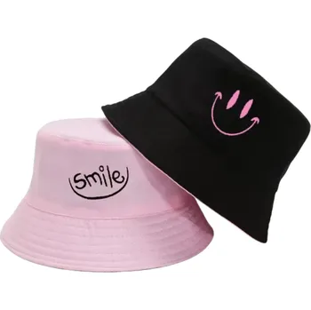 Klobouk Oboustranný rybářský klobouk s motivem smile Polyester Unisex módní letní klobouk Ochrana před sluncem Obvod 56–58 cm Lehký 1