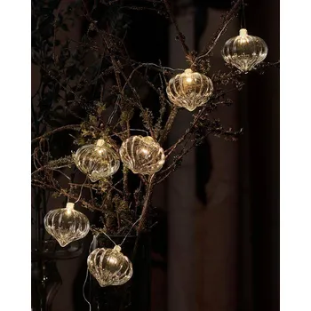 Vánoční dekorace SIRIUS LED dekorační světelný řetěz na baterky skleněné lampiony, čiré, 1,5 m