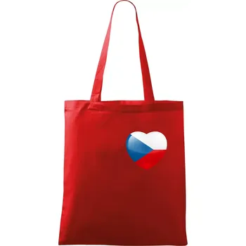 Nákupní taška Česká vlajka srdce - pravé prso - Taška bavlněná - 42 x 38 cm ( Červená )