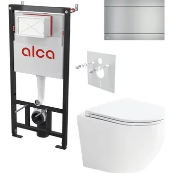 Alcadrain Set modulu do sádrokartonu, WC Urban Vort, sedátka a tlačítka nerez FUN-INOX