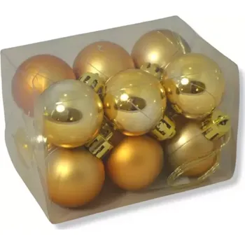 Vánoční ozdoba Dekorace - Koule vánoční 3cm, 12ks tm.zlato