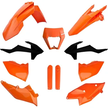 Osvětlení pro motocykl POLISPORT kompletní sada plastů (FULL KIT) KTM EXC/EXC-F TPI 17-19 v sadě kryt světla (8666800006) a kryty tlumičů (8398600001) barva oranžová OEM (POLISPORT kompletní sada plastů (FULL KIT) KTM EXC/EXC-F TPI 17-19 v sadě kryt světla (8666800006) a kryty)