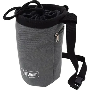 Horolezecký pytel na magnézium 20 x 15 cm se stahovací šňůrkou, nastavitelným popruhem 58–105 cm a postranní kapsou na příslušenství šedá