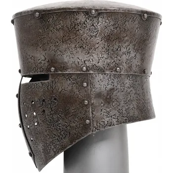 Replika zbraně Lord of Battles Hrncová přilba (Great Helm), 13. stol., patinovaná ocel 1,6 mm