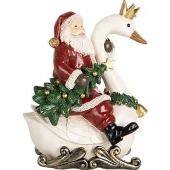 Vánoční dekorace figurka Santa Clause na labuti – 13x10x16 cm