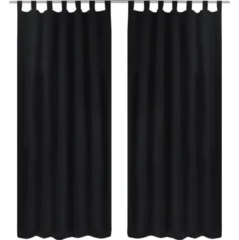 Závěs 2 ks černé mikrosaténové závěsy s poutky 140 x 175 cm IM_130353