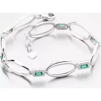 Náramek Dámský náramek stříbro 925 zirkon smaragdy PKL-4043 délka 20 cm