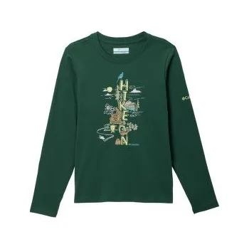 Chlapecké tričko Columbia Dobson Pass Long Sleeve Graphic Tee Boys Rain Forest, Hike On 325 zelená S