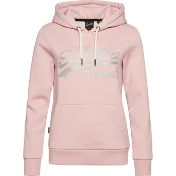 Dámská mikina Dámská Mikina SUPERDRY VINTAGE LOGO SCRIPTED COLLEGIATE HOODIE W2011825A6UY – Růžová L