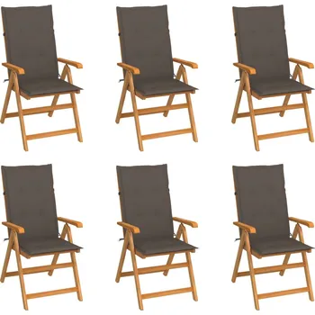 Zahradní židle 6 ks taupe podušky masivní teak IM_3065568