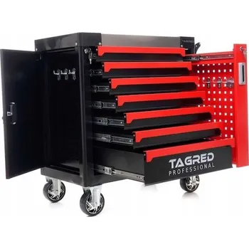 Dílenská pojízdná skříňka na nářadí, 7 zásuvek, 2 boční přihrádky TAGRED