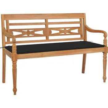 Zahradní lavice Lavice Batavia s černou poduškou 120 cm masivní teakové dřevo IM_3062161