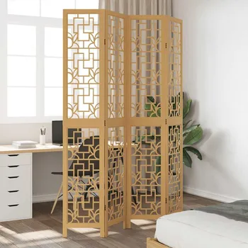 Paraván Paraván 4dílný hnědý masivní dřevo pavlovnie IM_358868