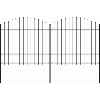 Zahradní plot s kopím nahoře ocelový 359 x 175 cm černý IM_277740