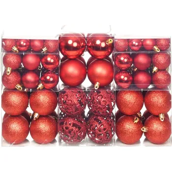 Vánoční dekorace Sada vánočních baněk 100 kusů 3/4/6 cm červená IM_245710