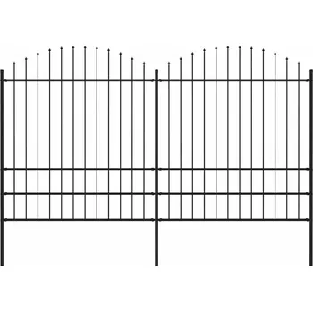 Zahradní plot s kopím nahoře ocelový 359 x 200 cm černý IM_277749
