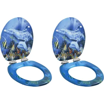 WC sedátko WC sedátko s funkcí pomalého sklápění 2 ks MDF motiv delfínů IM_276998