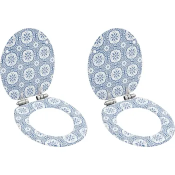 WC sedátko WC sedátko s funkcí pomalého sklápění 2 ks MDF motiv porcelánu IM_277002