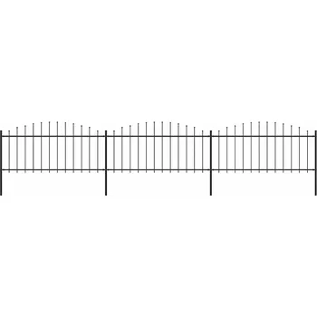 Zahradní plot s kopím nahoře ocelový 537 x 75 cm černý IM_277705