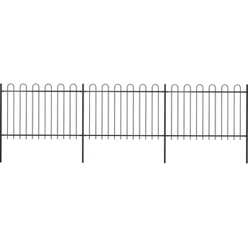 Zahradní plot s obloukem nahoře ocelový 537 x 120 cm černý IM_277667