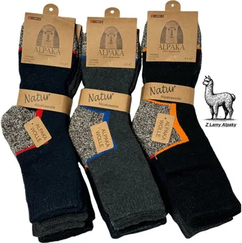 Pánské ponožky Pánské thermo ponožky z alpaky sada 3 páry pro outdoorové aktivity oranžová, modrá, červená 43-47