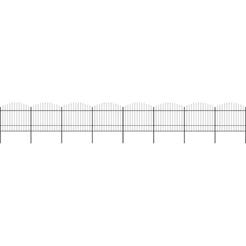 Zahradní plot s kopím nahoře ocelový 1426 x 175 cm černý IM_277746