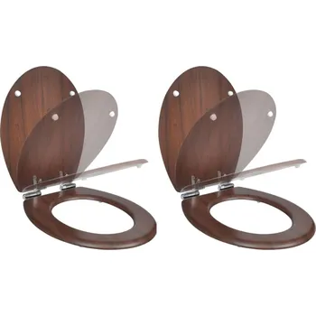 WC sedátko WC sedátka s funkcí pomalého sklápění 2 ks hnědá MDF IM_275906