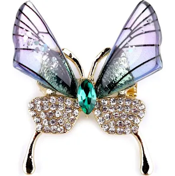 Brož Brož s broušenými kamínky vážka, motýl Balení: 1 ks, Varianta: 5 fialová lila motýl - 8596475515627