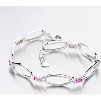 Náramek Dámský náramek stříbro 925 zirkon rubíny a PKL-4038 délka 20 cm