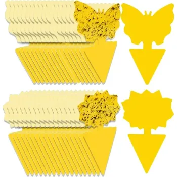 Příslušenství pro skleník Žluté lepivé lapače na hmyz 36 ks Lepové pasti do květináče Motýl a slunečnice 12,6 x 8 cm Ochrana rostlin proti škůdcům