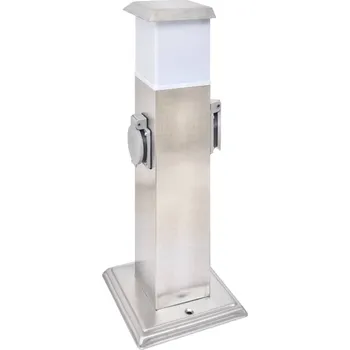 Elektrická zásuvka Zahradní elektrická zásuvka sloupek s lampou, nerezová ocel IM_41238