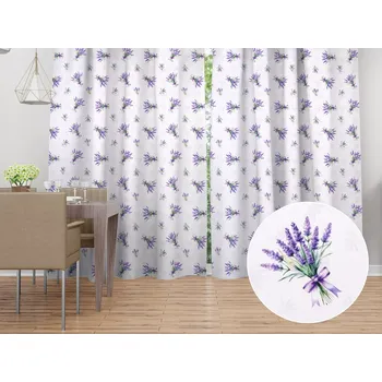 ubrus Dekorační závěs TF-128 Snítky levandulí na bílém 140x140 cm