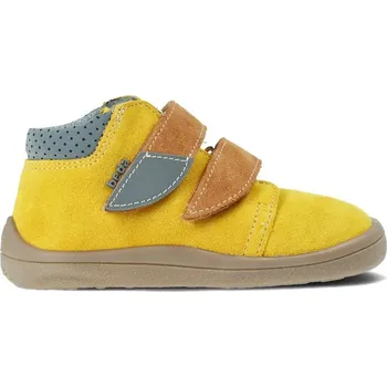 Dívčí zimní obuv BEDA CELOROČNÍ VELUR BF 0001/W/M/2 MAURO Yellow - užší kotník | Dětské barefoot tenisky - 34