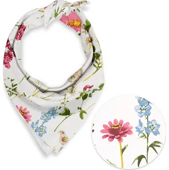 Bavlněný šátek Sandra SA-667 Velké luční kvítí na bílém 55 x 55 cm