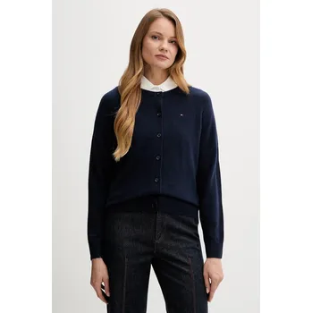 Dámský svetr Vlněný kardigan Tommy Hilfiger dámský, tmavomodrá barva, WW0WW47469 59X, vel. S