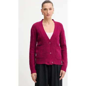 Dámský svetr Kardigan s příměsí vlny Silvian Heach VALBUENA dámský, růžová barva, GPA25149CD 43X, vel. XL