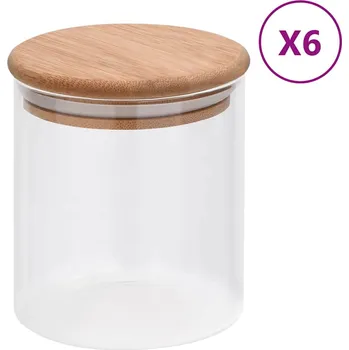 Dóza na potraviny Skleněné dózy s bambusovým víčkem 6 ks 600 ml IM_150694