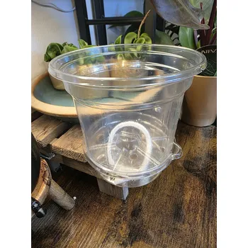 Průhledný plastový sázecí květináč s podmiskou a bavlněným knotem