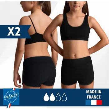 Dívčí oblečení PLIM UNDERWEAR Dívčí menstruační plavecké šortky – Vysoká absorpce, 2 ks 16 LET ČERNÁ