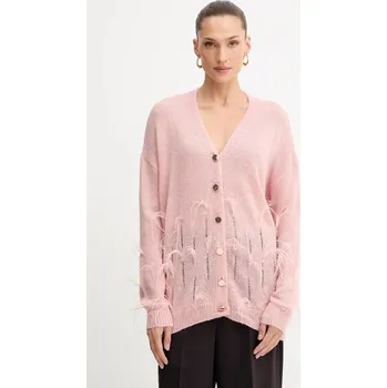 Dámský svetr Kardigan s příměsí vlny Fracomina FS25WT8006K50501 růžová 30X, vel. XL