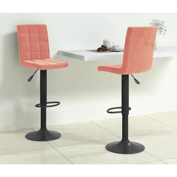Barová židle Barové stoličky 2 ks růžové samet IM_335768
