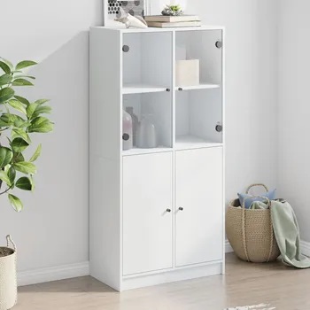 přebalovací pult a komoda Highboard s dvířky bílý 68 x 37 x 142 cm kompozitní dřevo IM_3295864