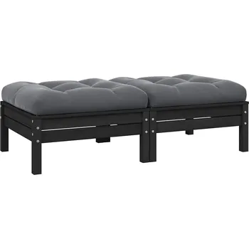 Zahradní pohovka 2místná zahradní pohovka s poduškami černá masivní borovice IM_806662