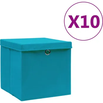 Úložný box Úložné boxy s víky 10 ks 28 x 28 x 28 cm bledě modré IM_325234