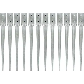 Příslušenství pro plot Kotvící hroty 12 ks stříbrné 7 x 7 x 75 cm pozinkovaná ocel IM_145403