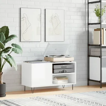 Skříňka na LP desky lesklá bílá 85x38x48 cm kompozitní dřevo IM_831702