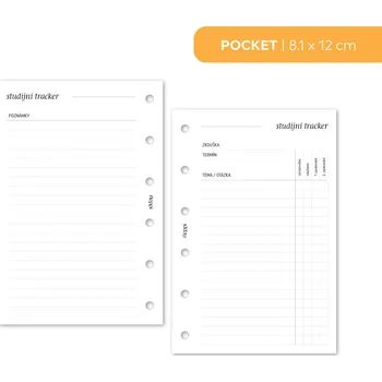 Náplň do diáře Fleppi Náplň do diáře - Studijní tracker Vyberte velikost náplně: Pocket