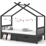 Rám dětské postele se zásuvkami tmavě šedý borovice 90 x 200 cm IM_322153